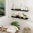 Fun Memories 32Inch Floating Shelves for Wall 2 Pack Wood Shelves for Kitchen, Bathroom, Bedroom Wall Mounted Rustic Wood Floating Shelf with Invisible Brackets for Books, Storage, Decor, Black