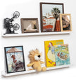 Fun Memories Picture Ledge Shelf, 32 Inch Floating Shelves Set of 2, Large Nursery Book Shelves for Toys Storage, Kids Bookshelf Wall Mounted for Wall Decor Books Photo Frames, White