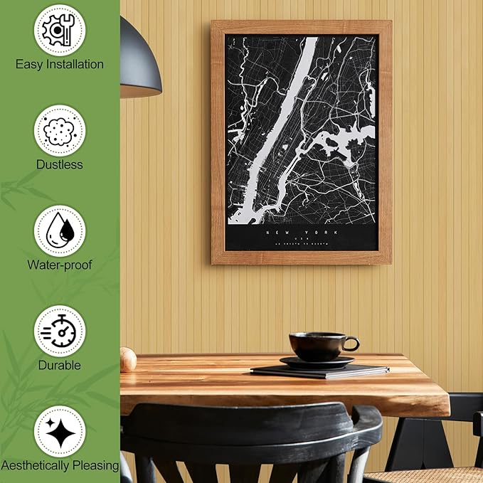 Bamboo Wall Panel for Interior Wall Decor, Renewable Pole Wrap Wainscoting Roll Bamboo Covering Paneling for Wall Ceiling Office Bedroom Living Room (12