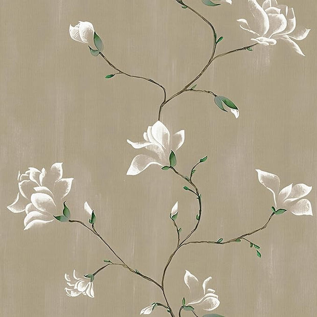 Floral Wallpaper Peel and Stick 17.5" x 393" Khaki Floral Contact Paper Vintage Self Adhesive Wallpaper Vinyl Waterproof Wall Paper for Bedroom Walls Cabinet Countertop Decor