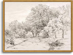 OIQArtOIQ Vintage Landscape Canvas Wall Art Framed Natural Scenery Painting Artwork Prints France Country Wilderness Farmhouse Decor Pictures Kitchen Bedroom Living Room Bathroom
