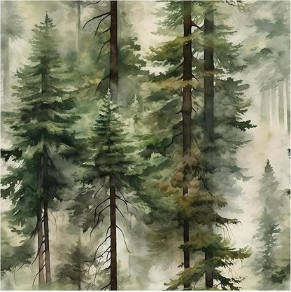HAOKHOME Forest Peel and Stick Wallpaper Tree Wall Paper Wood Removable for Bedroom Green Contact Paper 17.3in x 6.6ft