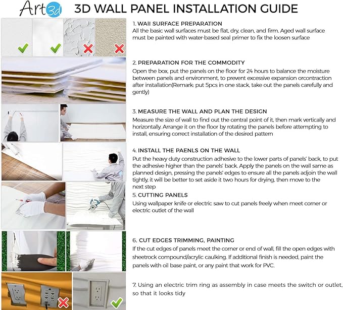 Art3d Decorative 3D Wall Panels Big Wave Deisgn, 31.5"x24.6" Matt White (6 Pack)