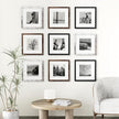 Vittanly 12x12 Picture Frames Set of 9, Display 8x8 Pictures with Mat or 12x12 without Mat, Photo Frames for Wall Mount, Engineered Wood, Black&Brown&Distressed White