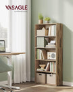 VASAGLE Custos Collection - Bookshelf, 5-Tier Bookcase, Book Shelf, Open Storage Shelf, 9.4 x 23.6 x 52.8 Inches, for Living Room, Home Office, Dinning Room, Camel Brown ULBC165T50