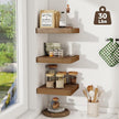 Fun Memories 12 Inch Square Floating Shelves 3 Pack - Wall Shelves with Invisible Brackets, Small Floating Shelves for Wall, Walnut Wood Shelves for Bathroom, Living Room, Bedroom, and Kitchen Decor