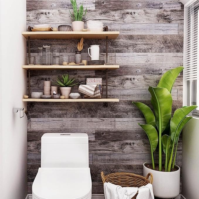 Yun-aeon Gray Wood Peel and Stick Wallpaper 17.3