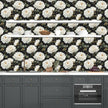Black White Floral Peel and Stick Wallpaper Chrysanthemum Contact Paper 17.5