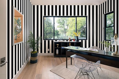 Guvana Stripe Black and White Peel and Stick Wallpaper Self-Adhesive Wallpaper 118"x17.7" Removable Contact Paper Waterproof Wall Paper Decorative Wall Covering Cabinets Shelves Drawer Liner Vinyl