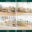 Smiry Bamboo Shoe Rack for Closet, 5 Tier Wooden Stackable Shoe Organizer, Free Standing Shoes Storage Shelf for Entryway, Front Door Entrance, Natural