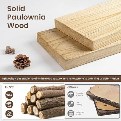 fuqing 30 Inch Floating Shelves | Natural Wood Floating Shelves Set of 2 | 30" W x 9.3" D x 1.6" H Natural Wooden Shelves for Room Storage and Decor