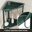 Orimade Rustproof 3 Tier Floor Standing Corner Shower Caddy Organizer, Plastic Metal Splicing Floor Corner Shelf Rack Stands for Bathroom, Dark Green