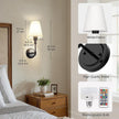 DORESshop Battery Operated Wall Sconce Set of 2, Wall Light Wireless Easy to Install, Dimmable and Adjustable Sconces Wall Decor, Rechargeable Wall Lamp for Bedroom, Living Room, Black 14.8in