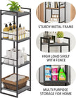 BYFU 4 Tier Bathroom Storage Open Shelf, Freestanding Metal Corner Storage Rack Shelving Unit for Bathroom Kitchen Living Room Hallway, Grey