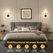 DORESshop Battery Operated Wall Sconce Set of 2, Wall Light Wireless Easy to Install, Dimmable and Adjustable Sconces Wall Decor, Rechargeable Wall Lamp for Bedroom, Living Room, Black 13.8in