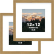 FrameWorks 2-Pack, 12x12 Matted to 8x8 Picture Frame, Golden Oak – Classic Wooden Photo Frame with Tempered Glass, Modern Matte Finish for Prints, Posters, Certificates & Wall Decor – Gallery-Ready