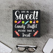 Funny Christmas Candy Buffet Wooden Box Sign Plaque Life is Sweet Candy Buffet Please Take a Treat Wood Box Sign Rustic Art Home Shelf Desk Decor 5 X 5 Inches