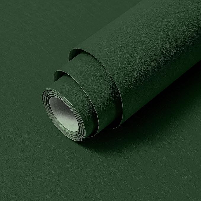 Abyssaly Dark Green Peel and Stick Wallpaper Removable Silk Texture Contact Paper 15.7