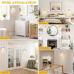 White Plug in Wall Sconces Set of Two, Modern Wall Lights with 5.25FT Plug in Cord, Wooden Bedside Wall Lamps with Metal Shade, Industrial Wall Lighting Decor for Living Room, Hallway, Stairs