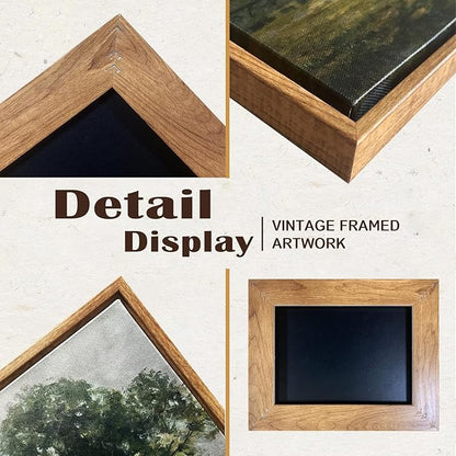 SHENIFY Vintage Landscape Framed Canvas Wall Art Grassland Classic Wall Prints Farmhouse Kitchen Office Decor - 8x10in Natural Framed