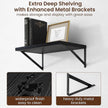 Axeman Deep Floating Shelves - 20 Inch Black Floating Shelves Set of 2-12 Inch Deep Wood Wall Shelves for Living Room Bathroom Kitchen