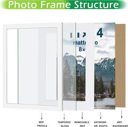 FrameWorks 2-Pack, 11x14 Matted to 8x10 Picture Frame, White – Classic Wooden Photo Frame with Tempered Glass, Modern Matte Finish for Prints, Posters, Certificates & Wall Decor – Gallery-Ready