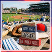 4 Pcs Baseball Decorations Stacked Wooden Blocks Signs with Bat Topper, Summer Nights Ballpark Lights Decor - Baseball Table Decor Ideal Gift for Fans Boys Room Party Coffee Shelf