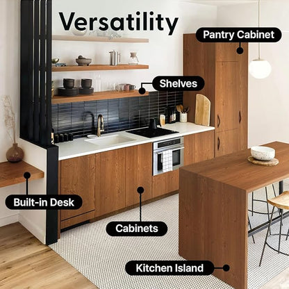 Brown Wood Grain Contact Paper, 17.3" x 118" Peel and Stick Wallpaper, Self-Adhesive Thick Vinyl Wrap for Kitchen Cabinets, Countertop, Furniture, Waterproof DIY Decor