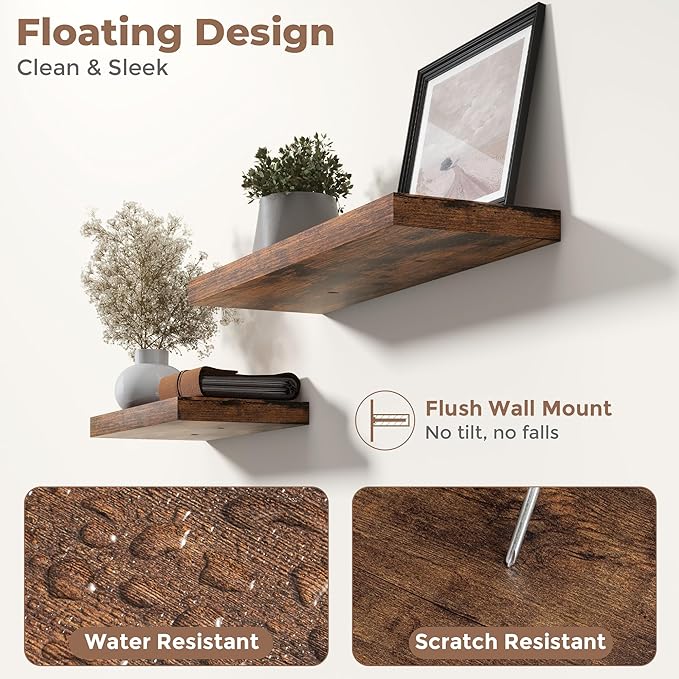 30 Inch Floating Shelves for Wall Set of 2, 8