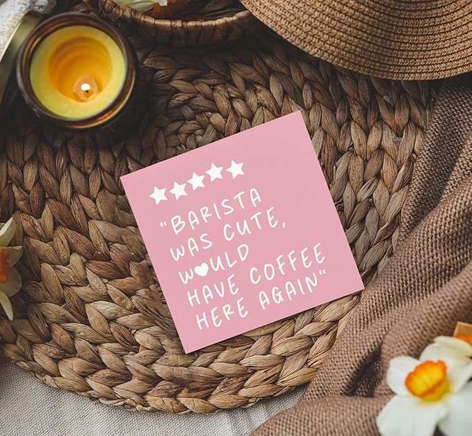 Pink Coffee Bar Accessories - Would Have Coffee Here Again Wooden Box Signs, Bar Decorations For Home, Pink Wood Sign Home Decor For Kitchen Desk Table Shelf 5x5 Inch