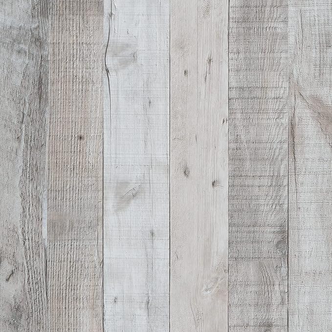 Wenmer Grey Wood Shiplap Peel and Stick Wallpaper - 17.71" x 708" Self-Adhesive Wood Plank Wallpaper for Cabinets, Kitchen Shelves, Drawers, Walls and Doors