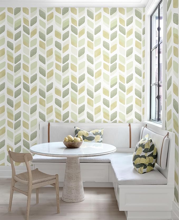 Boho Peel and Stick Wallpaper Checkered Contact Paper 17.3"x78.7" Neutral Geometric Wall Paper Modern Self Adhesive Removable Wallpaper for Bathroom Kitchen Cabinets Waterproof(Green/Yellow)