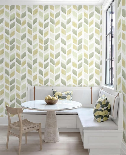 Boho Peel and Stick Wallpaper Checkered Contact Paper 17.3"x78.7" Neutral Geometric Wall Paper Modern Self Adhesive Removable Wallpaper for Bathroom Kitchen Cabinets Waterproof(Green/Yellow)