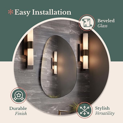 Hamilton Hills Irregular Shaped Wall Mirror - Asymmetrical Accent Mirror - Modern Wall Mounted Mirror - Suitable for Bedroom and Living Room - Frameless Shaped - 33.5" L x 20.5" W