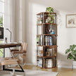 Industrial Corner Shelf with LED Lights & Mirror-Effect Panels, 6-Tier Modern Corner Bookshelf with Remote Control Color-Changing Lights, Space-Saving Display Unit for Bedroom & Living Room