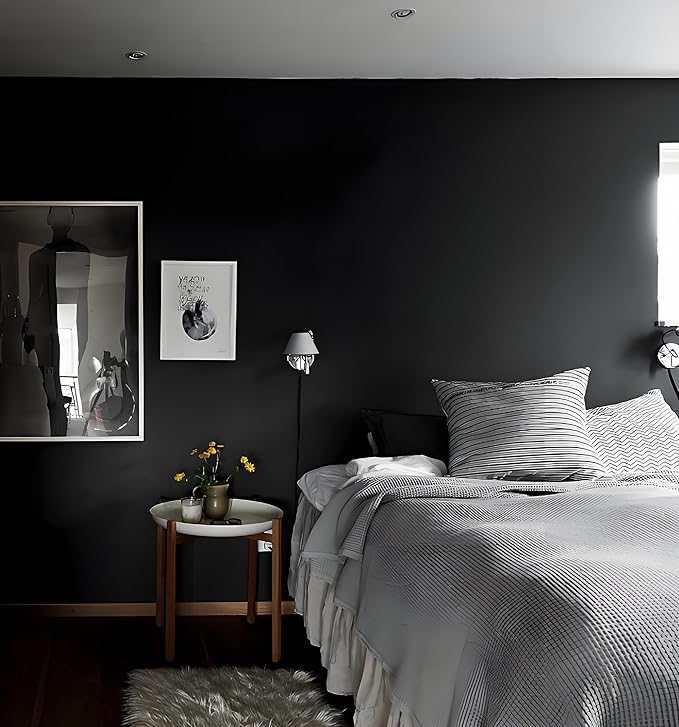 Black Peel and Stick Wallpaper Black Contact Paper Decorative Self-Adhesive Wallpaper Waterproof Removable Contact Paper for Wall Covering Furniture Cabinet Countertop Vinyl Roll 78.7