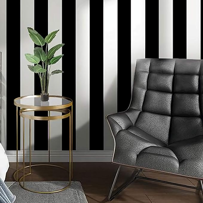 Guvana Stripe Black and White Peel and Stick Wallpaper Self-Adhesive Wallpaper 118