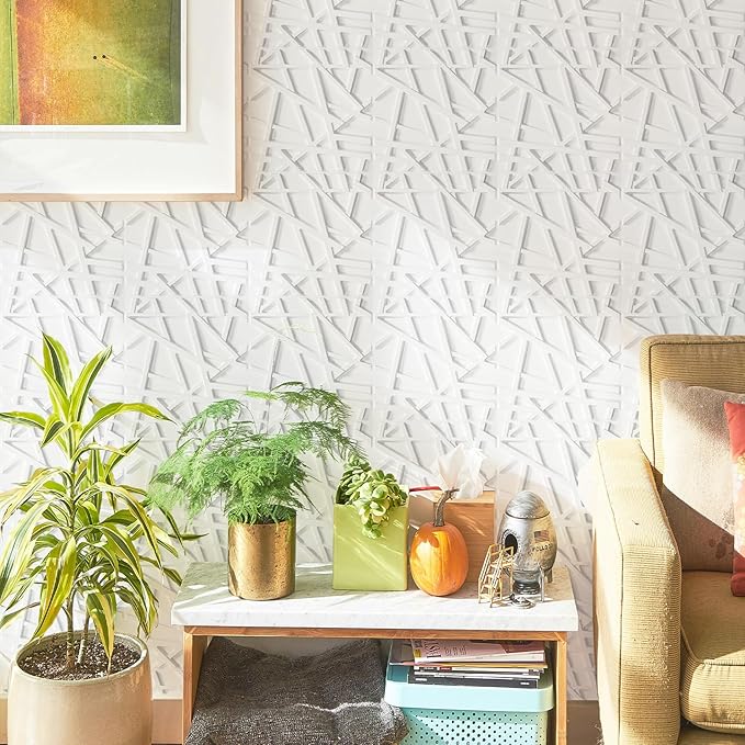 33 Pack 3D Wall Panels for Interior Wall Decor, 12''x12'' White Accent Textured Wall Panels, Wall Covering Panles for Living Room, Gaming Room, TV Background, Cover 32 Sq.Ft