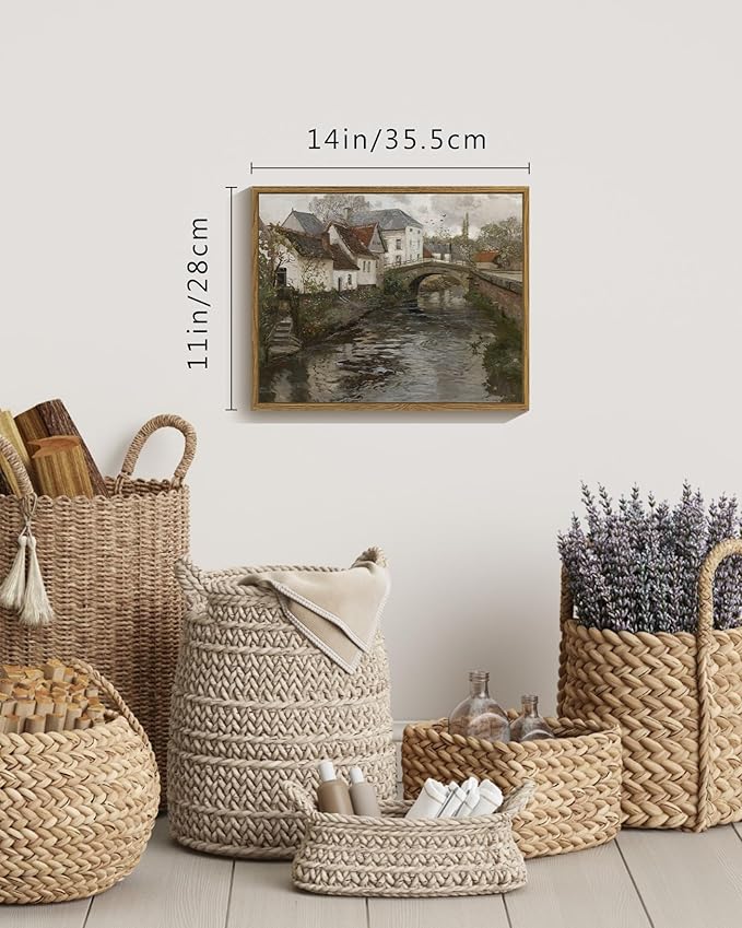 SHENIFY Vintage Town Framed Canvas Wall Art French Classic Wall Prints Modern Farmhouse Bathroom Kitchens Office Decor - 11