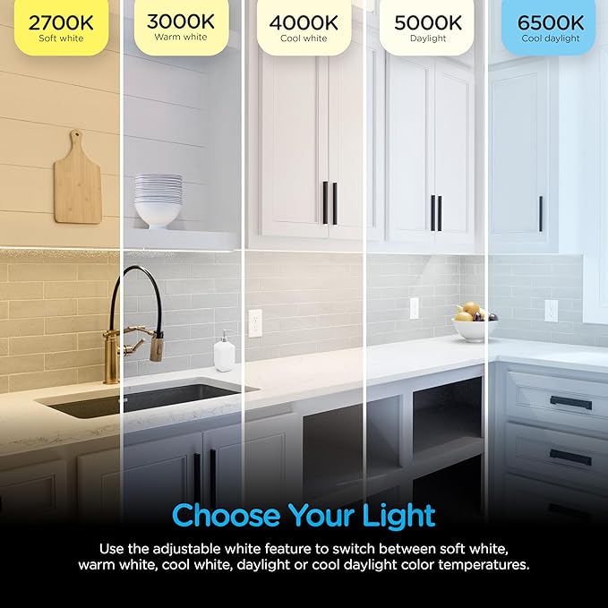 Enbrighten 36 inch Plug-in Under Cabinet Lights, 2386 Lumens, Five White Settings from (2700K-6500K), Full Range Dimmable, One-Touch Sync Control, Linkable Under Counter Lights for Kitchen 82788-T1