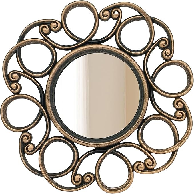 Retro Gold Mirrors for Wall Pack of 3. Round Mirrors. Decorative Mirrors.Wall Mirrors for Decor Home Decor.Plastic Frames.Glass Mirrors.Make Old Gold Color.