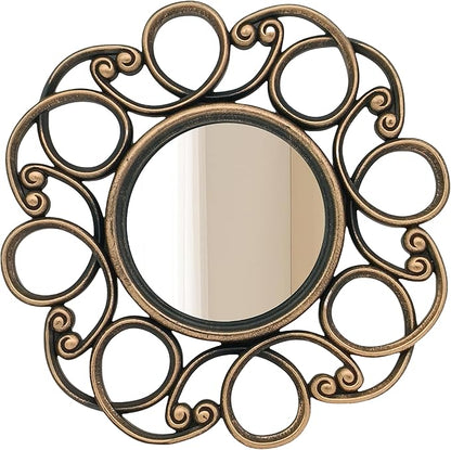 Retro Gold Mirrors for Wall Pack of 3. Round Mirrors. Decorative Mirrors.Wall Mirrors for Decor Home Decor.Plastic Frames.Glass Mirrors.Make Old Gold Color.