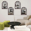 ZEXUIRU Set of 4 Arched Window Wall Mirror Rustic Farmhouse Accent Mirror Wood Framed Entry Wall Decoration for Living Room Bathroom Bedroom Kitchen