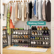 4-Tier Black Bamboo Shoe Rack for Entryway, Stackable | Foldable | Natural, Shoe Organizer for Hallway Closet, Free Standing Shoe Racks for Indoor Outdoor