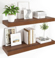 Heimlove 12 Inch Deep Floating Shelves, 48 x 12 inches Long Wall Shelf, Large Display Shelf & Storage Shelf, Rustic Wood Wall Shelves for Fireplace Mantel, Set of 2(Walnut)