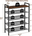 5 Tier Shoe Rack for Entryway, Metal Shoe Rack Heavy Duty with Wooden Top & Adjustable Mesh Shelves, Shoe Storage Organizer for Front Door Entrance/Closet/Bedroom/Dorm/Garage