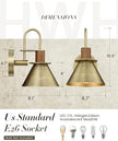 Barn Sconce Wall Lighting, HWH Gold Wall Sconces Indoor Wall Lights, 1-Light Vanity Wall Lamp for Bathroom Bedroom Bedside Kitchen, Hammered Metal Shade, Antique Brass Finish, 5HZG74B BG