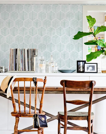 MelunMer Modern Peel and Stick Wallpaper Boho Contact Paper for Cabinets/Drawers 787In L 17.3In W Self Adhesive Removable Wallpaper for Bedroom/Bathroom Waterproof Geometric Contact Paper Green/White