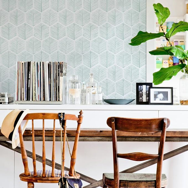 MelunMer Modern Peel and Stick Wallpaper Boho Contact Paper for Cabinets/Drawers 276In L 17.3In W Self Adhesive Removable Wallpaper for Bedroom/Bathroom Waterproof Geometric Contact Paper Green/White