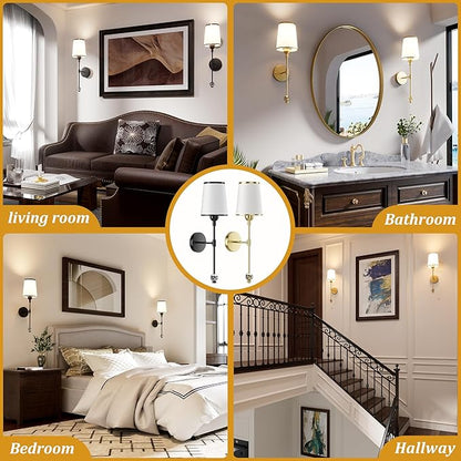 PAIHOME Gold Wall Sconces Set of Two, Wireless Battery Operated Wall Sconces with 5000mAh Dimmable 15 Colors Bulb and Remote, Rechargeable Wall Sconce for Bedroom Living Room Bathroom Hallway